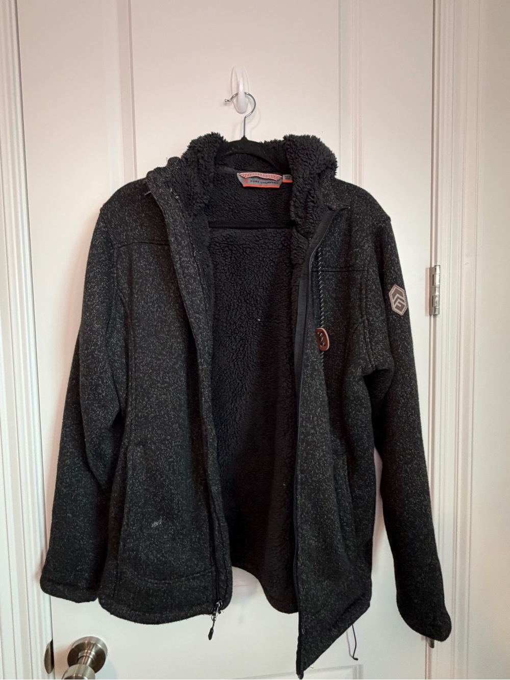 Free Country Black Sherpa-Lined Hooded Puffer Jacket Winter